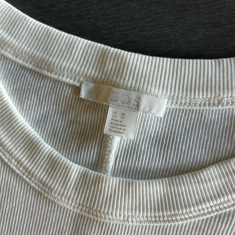 COS Off White Ribbed Crew Neck Top - Picture 2 of 7